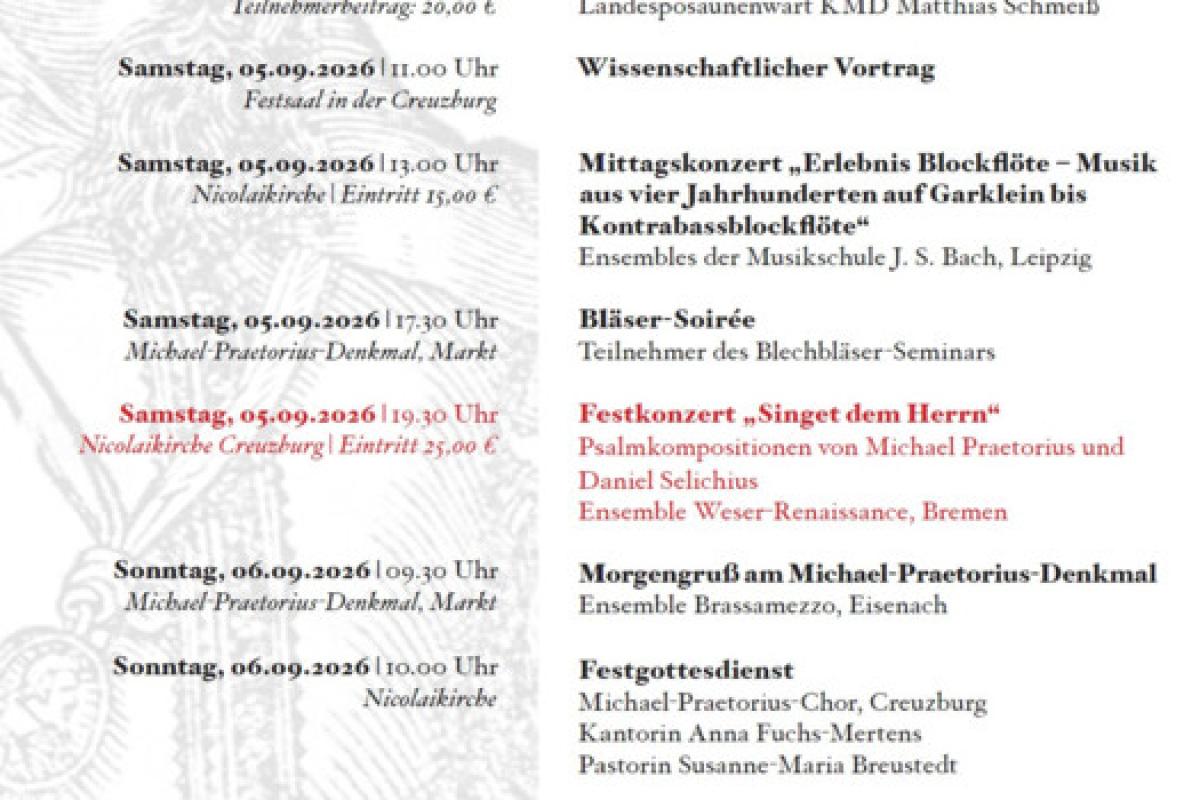 Bild zur Veranstaltung: XXIX. Michael-Praetorius-Tage 2026